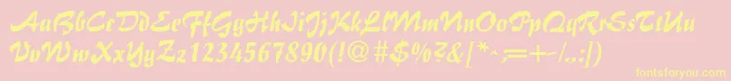 BrushFlairRegular Font – Yellow Fonts on Pink Background