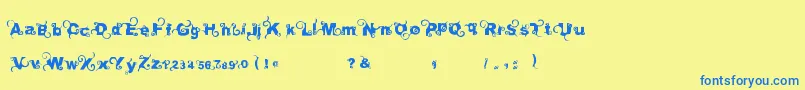 Curlytype Font – Blue Fonts on Yellow Background