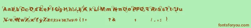 Fonte Curlytype – fontes marrons em um fundo verde