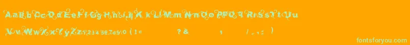 Curlytype-Schriftart – Grüne Schriften auf orangefarbenem Hintergrund