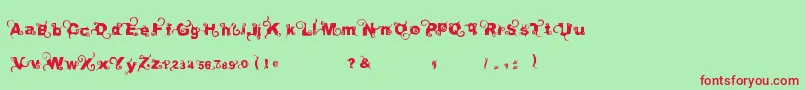Fonte Curlytype – fontes vermelhas em um fundo verde