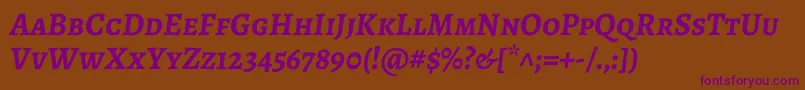 AlegreyascBolditalic-Schriftart – Violette Schriften auf braunem Hintergrund