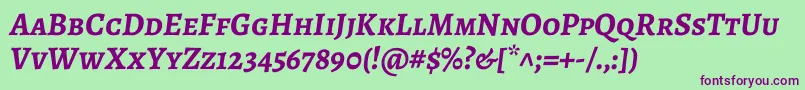 AlegreyascBolditalic Font – Purple Fonts on Green Background