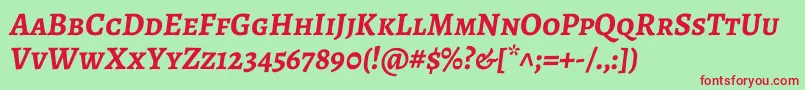 AlegreyascBolditalic Font – Red Fonts on Green Background