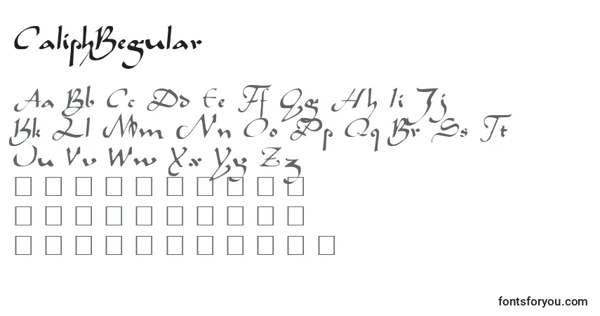 Schriftart CaliphRegular – Alphabet, Zahlen, spezielle Symbole