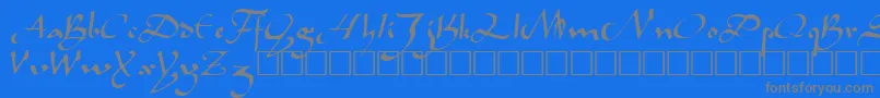 CaliphRegular-Schriftart – Graue Schriften auf blauem Hintergrund