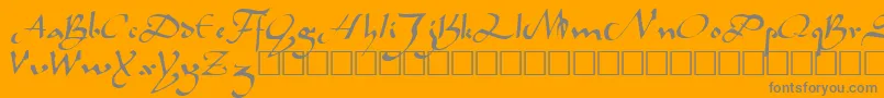 CaliphRegular-Schriftart – Graue Schriften auf orangefarbenem Hintergrund