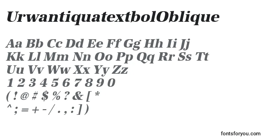 Шрифт UrwantiquatextbolOblique – алфавит, цифры, специальные символы
