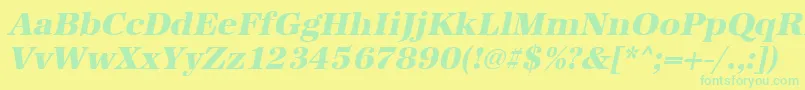 UrwantiquatextbolOblique Font – Green Fonts on Yellow Background