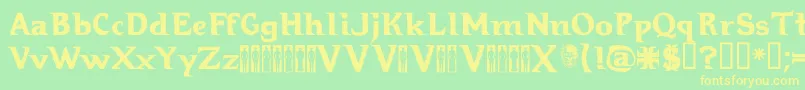 Hellraiser3-fontti – keltaiset fontit vihreällä taustalla