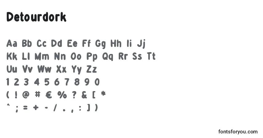 Schriftart Detourdork – Alphabet, Zahlen, spezielle Symbole