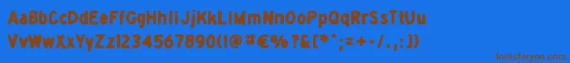 Detourdorkフォントについての詳細 フォントDetourdork – 茶色の文字が青い背景にあります。
