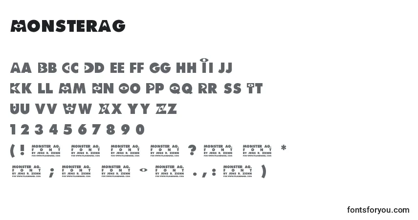 Schriftart MonsterAg – Alphabet, Zahlen, spezielle Symbole