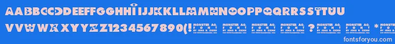 フォントMonsterAg – ピンクの文字、青い背景