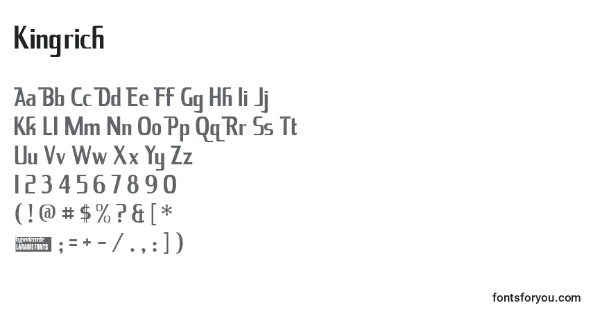 A fonte Kingrich – alfabeto, números, caracteres especiais