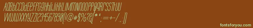 LabtopUnicaseItalicフォントについての詳細 フォントLabtopUnicaseItalic – 緑色の文字が茶色の背景にあります。