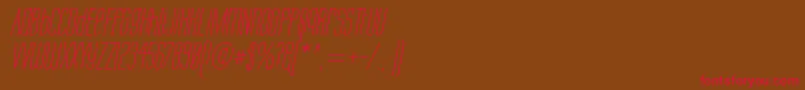 フォントLabtopUnicaseItalic – 赤い文字が茶色の背景にあります。