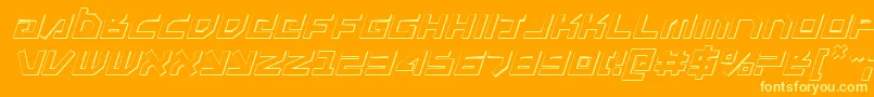 Unoestado3Di-Schriftart – Gelbe Schriften auf orangefarbenem Hintergrund