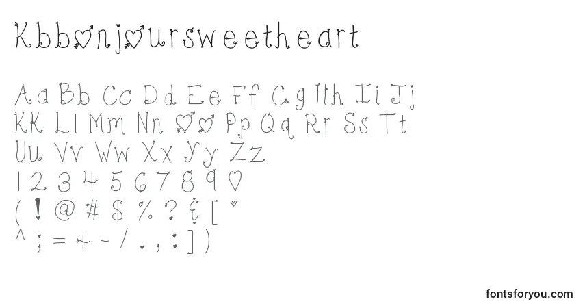 Шрифт Kbbonjoursweetheart – алфавит, цифры, специальные символы