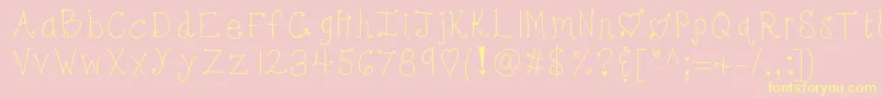 フォントKbbonjoursweetheart – 黄色のフォント、ピンクの背景
