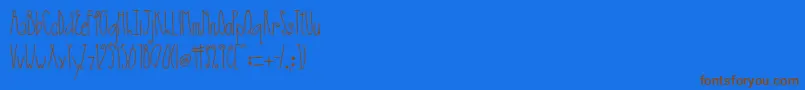 AustieBostSmallWorld-Schriftart – Braune Schriften auf blauem Hintergrund