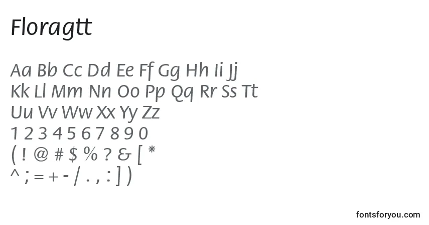 Schriftart Floragtt – Alphabet, Zahlen, spezielle Symbole