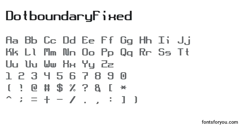 Шрифт DotboundaryFixed – алфавит, цифры, специальные символы