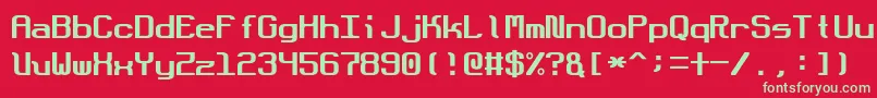 フォントDotboundaryFixed – 赤い背景に緑の文字