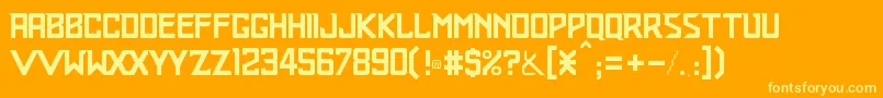 Railroader-Schriftart – Gelbe Schriften auf orangefarbenem Hintergrund