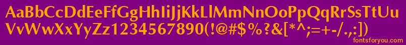 Optima ffy Font – Orange Fonts on Purple Background