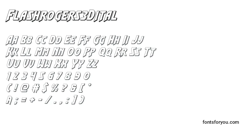 Schriftart Flashrogers3Dital – Alphabet, Zahlen, spezielle Symbole