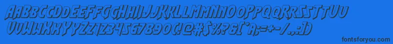 Flashrogers3Dital-Schriftart – Schwarze Schriften auf blauem Hintergrund