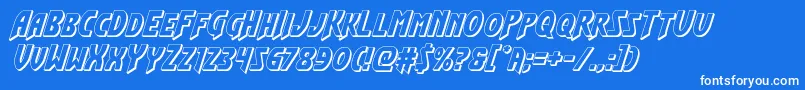 Flashrogers3Dital-Schriftart – Weiße Schriften auf blauem Hintergrund