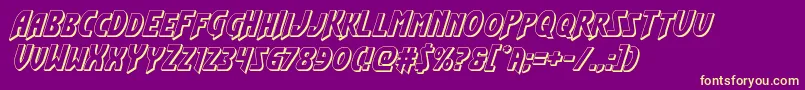 Flashrogers3Dital-Schriftart – Gelbe Schriften auf violettem Hintergrund