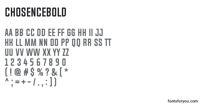 Schriftart ChosenceBold – Alphabet, Zahlen, spezielle Symbole