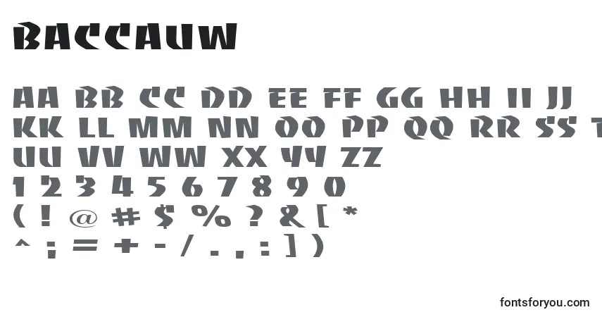 Schriftart Baccauw – Alphabet, Zahlen, spezielle Symbole