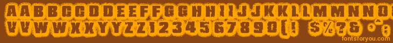 JmhBelicosa-Schriftart – Orangefarbene Schriften auf braunem Hintergrund