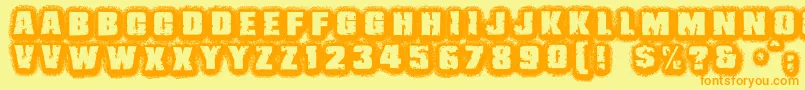 JmhBelicosa-Schriftart – Orangefarbene Schriften auf gelbem Hintergrund