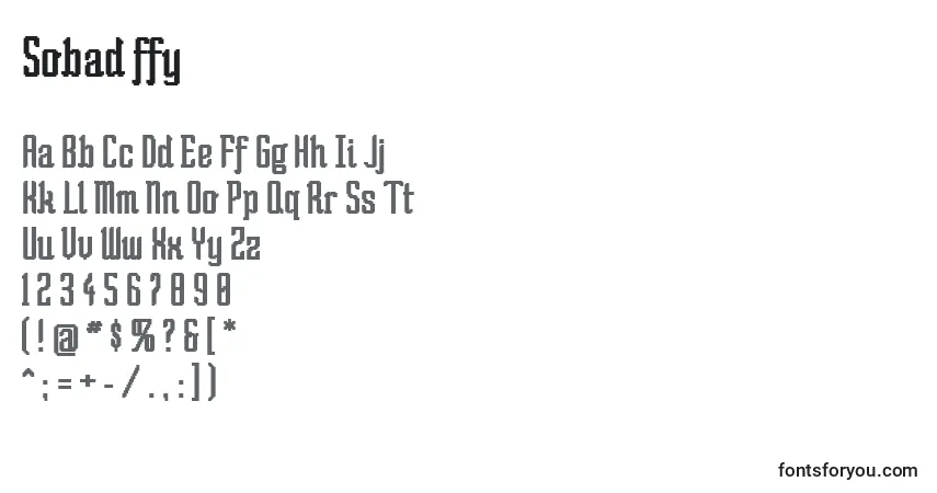 Czcionka Sobad ffy – alfabet, cyfry, specjalne znaki