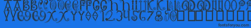 Anglosaxon-Schriftart – Schwarze Schriften auf blauem Hintergrund