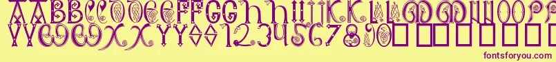 Anglosaxon-Schriftart – Violette Schriften auf gelbem Hintergrund