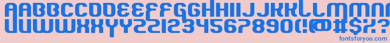 QuousInno-Schriftart – Blaue Schriften auf rosa Hintergrund