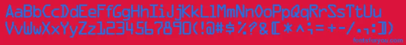 Czcionka Ocr1sskRegular – niebieskie czcionki na czerwonym tle