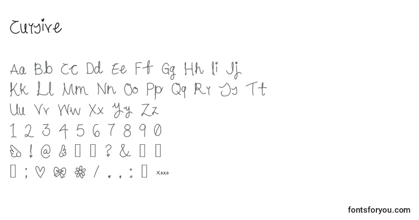 A fonte Cursive – alfabeto, números, caracteres especiais