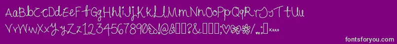Cursive-Schriftart – Grüne Schriften auf violettem Hintergrund