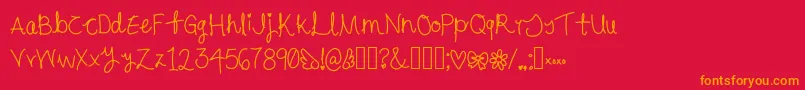 Fonte Cursive – fontes laranjas em um fundo vermelho