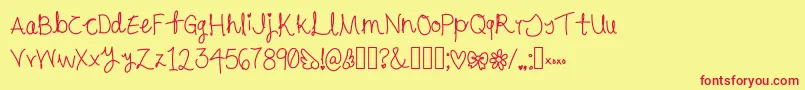 Fonte Cursive – fontes vermelhas em um fundo amarelo