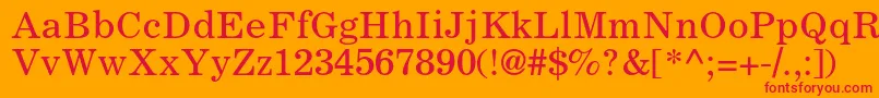 フォントCoronaltstd – オレンジの背景に赤い文字