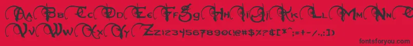 フォントNeverwinter – 赤い背景に黒い文字