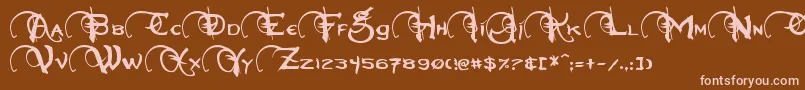 Neverwinter-fontti – vaaleanpunaiset fontit ruskealla taustalla